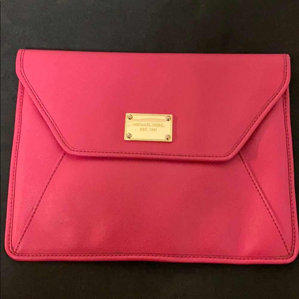 Michael Kors fuchsia pink envelope clutch